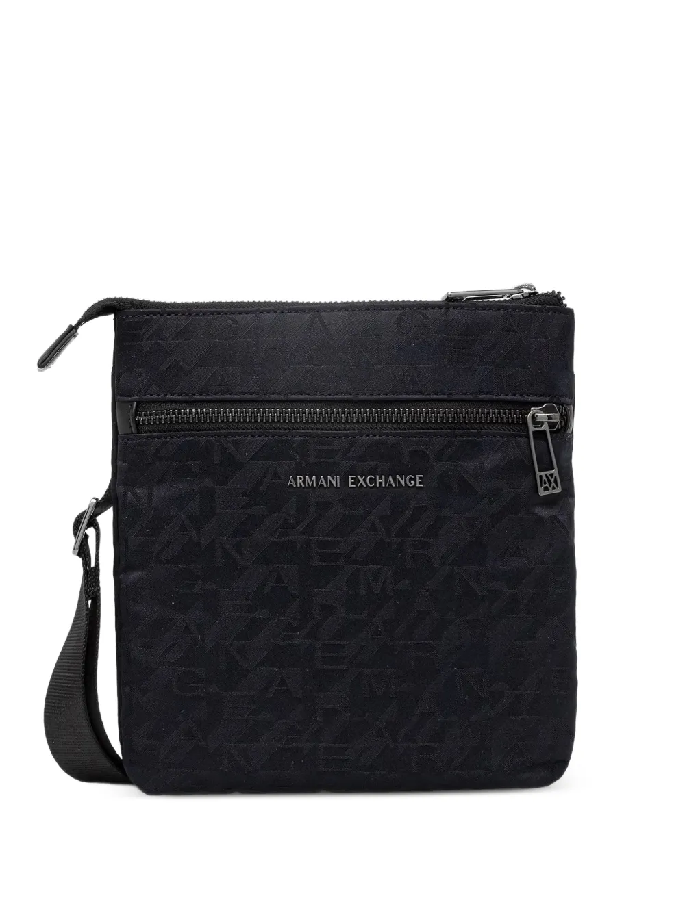 Armani Exchange monogram-pattern logo-plaque messenger bag - Blu