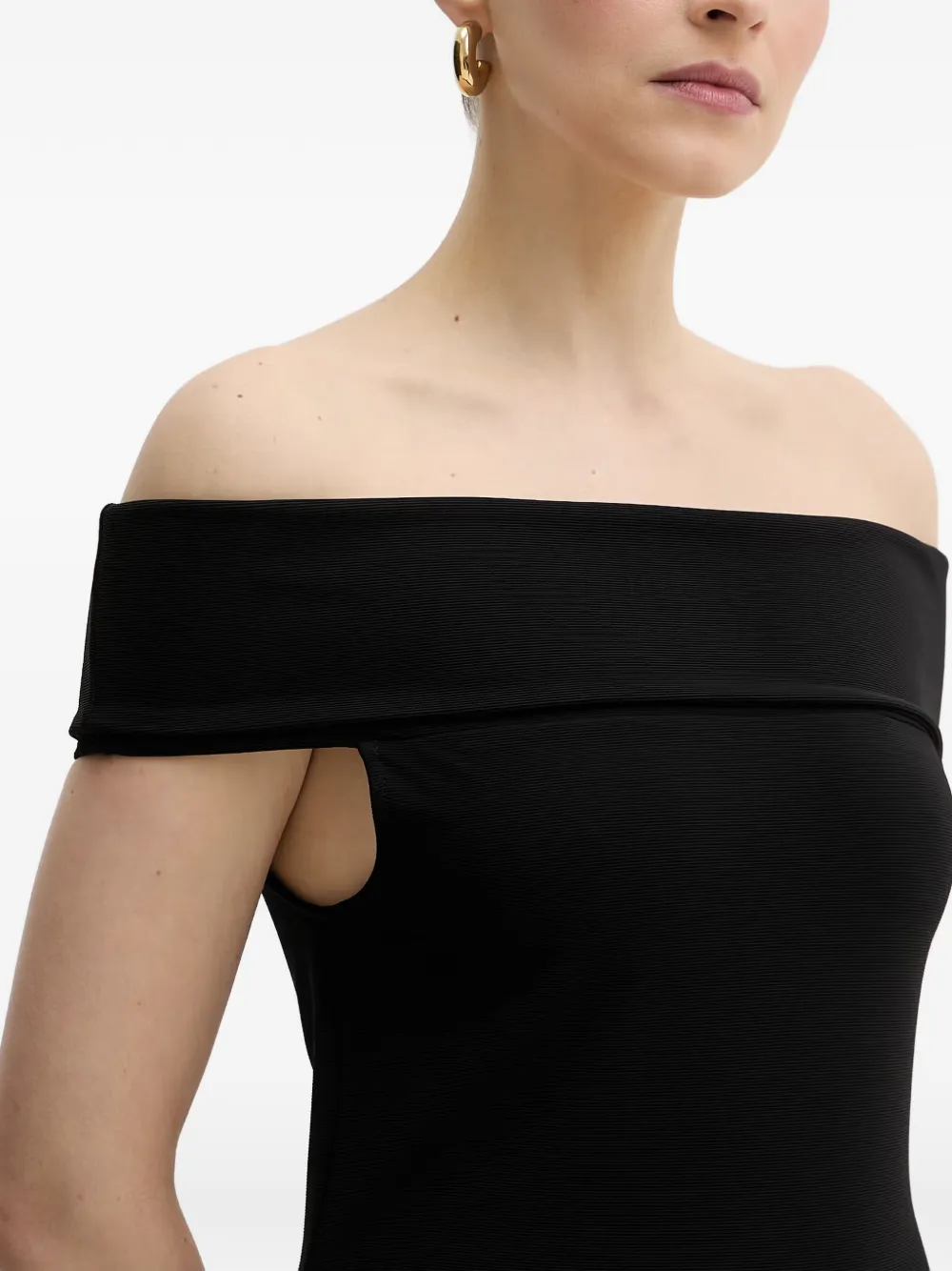 Armani Exchange Ottoman off-shoulder mini-jurk verfraaid met logo Zwart