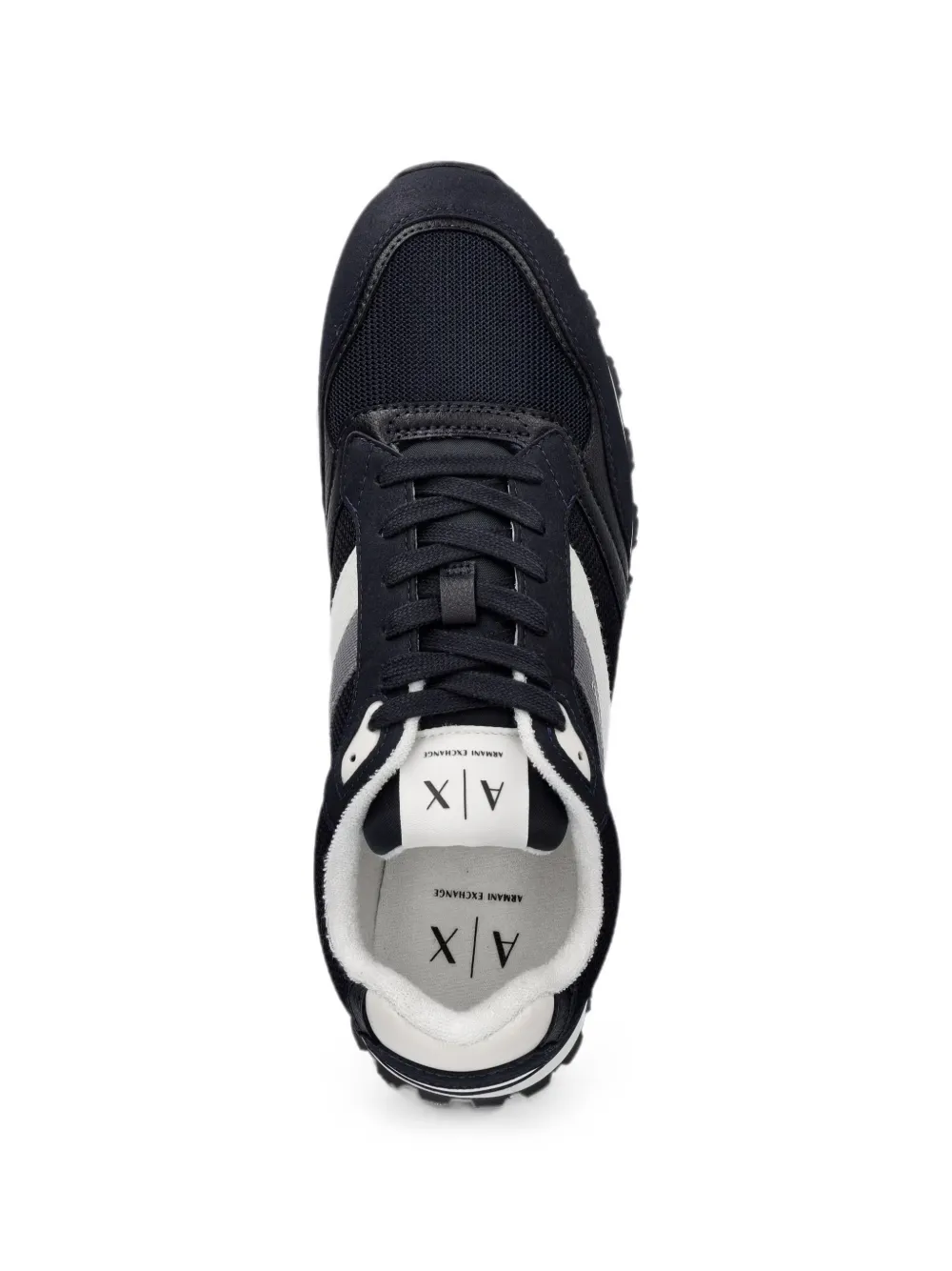 Armani Exchange logo-print panelled sneakers Blauw