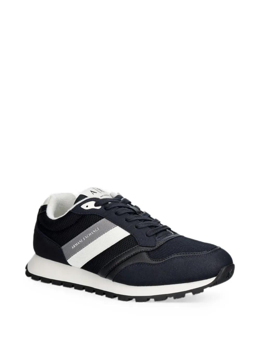 Armani Exchange logo-print panelled sneakers Blauw