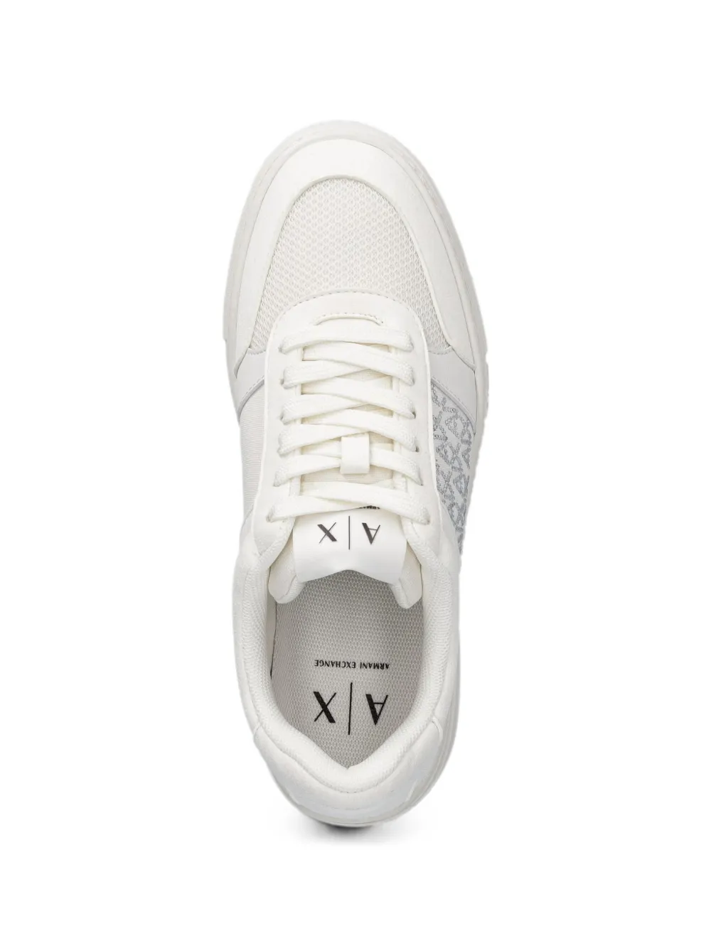 Armani Exchange rhinestone-logo platform sneakers Wit