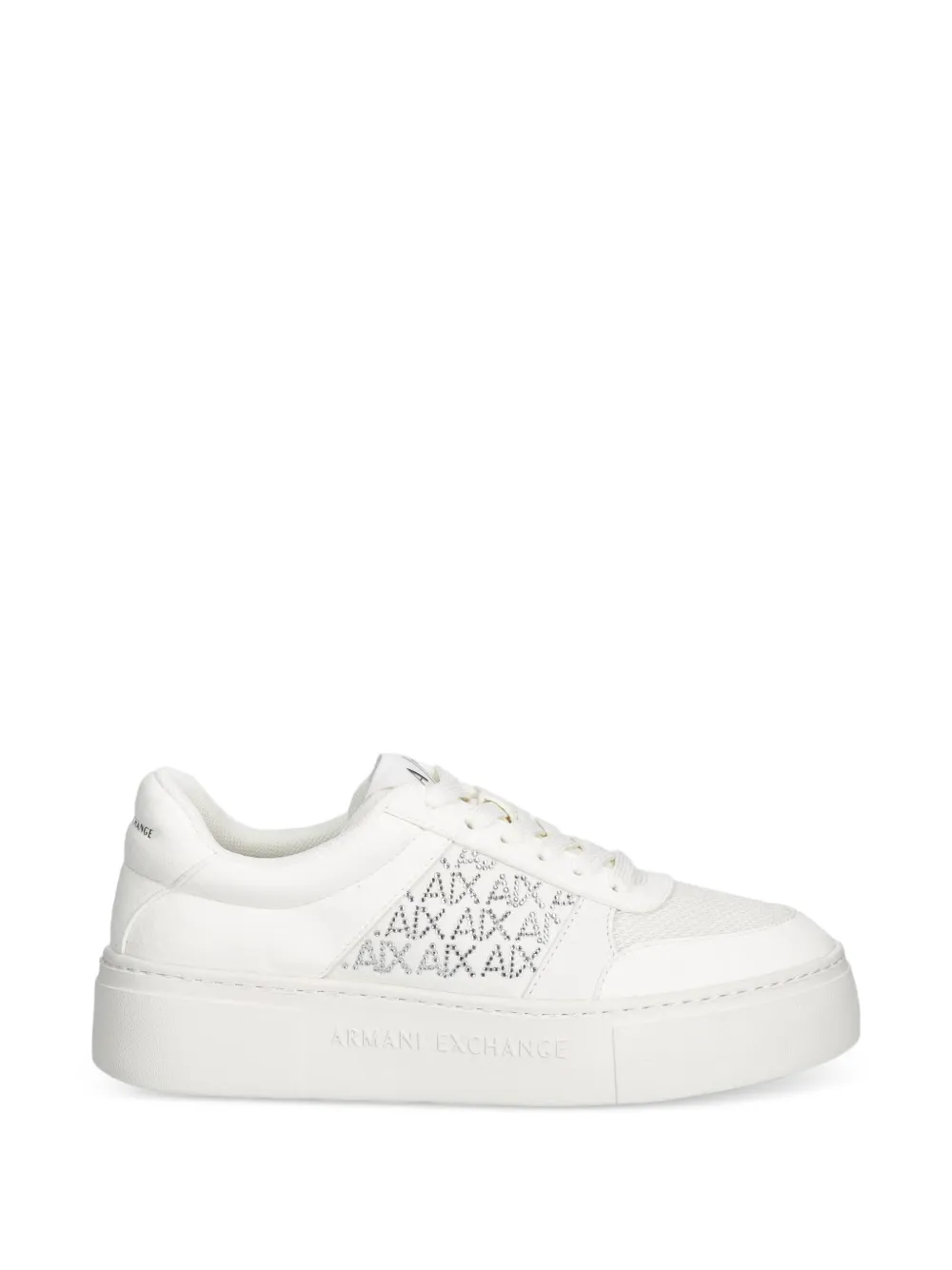 Armani Exchange rhinestone-logo platform sneakers Wit