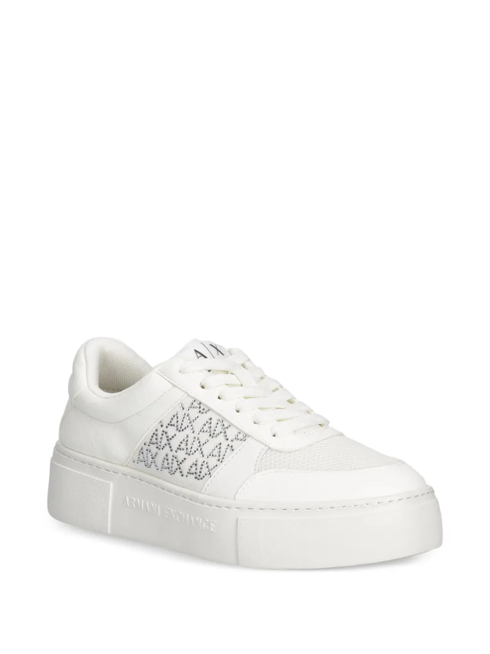 Armani Exchange rhinestone-logo platform sneakers Wit