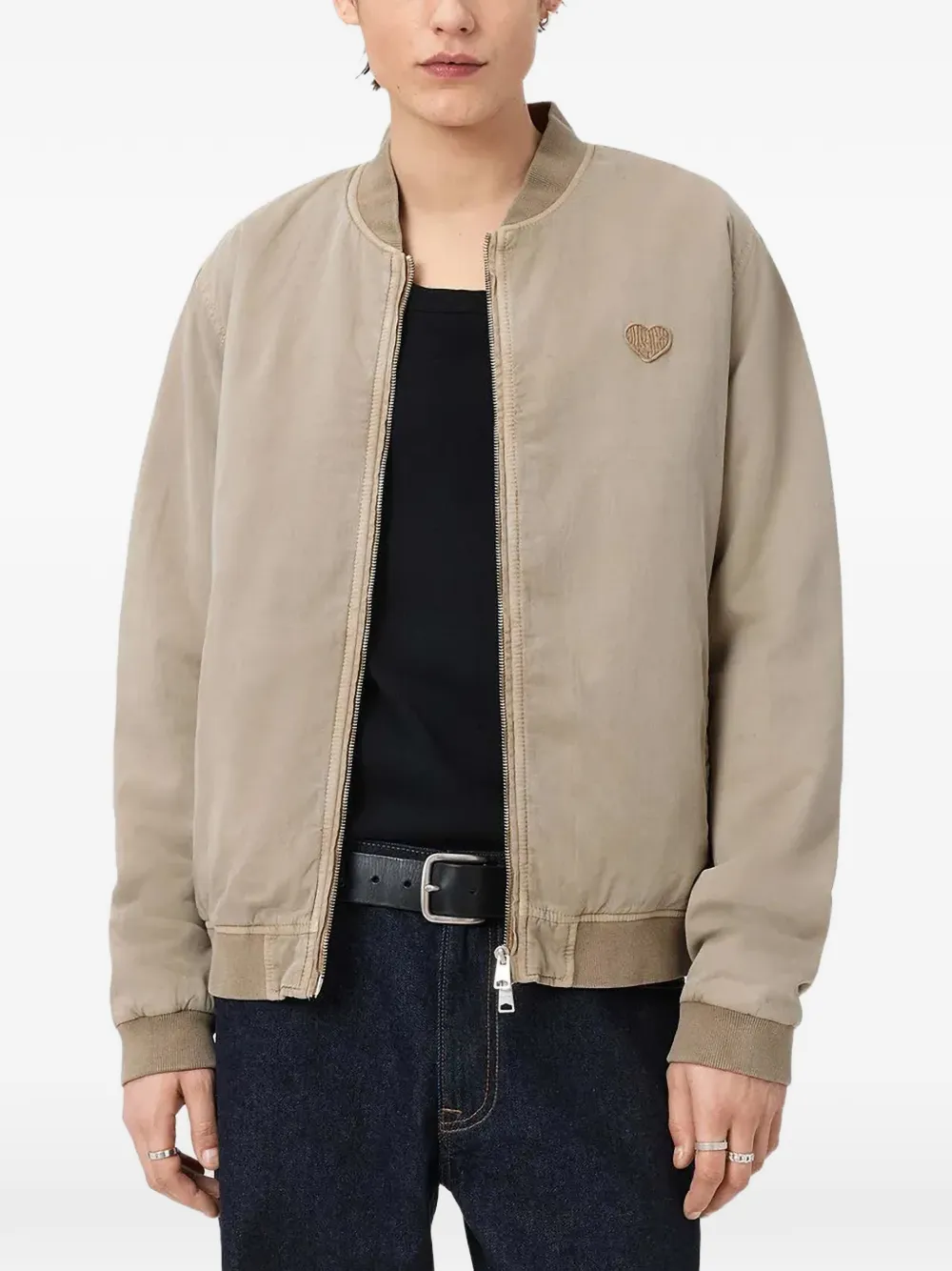 AllSaints Forres bomberjack met hartpatch Beige
