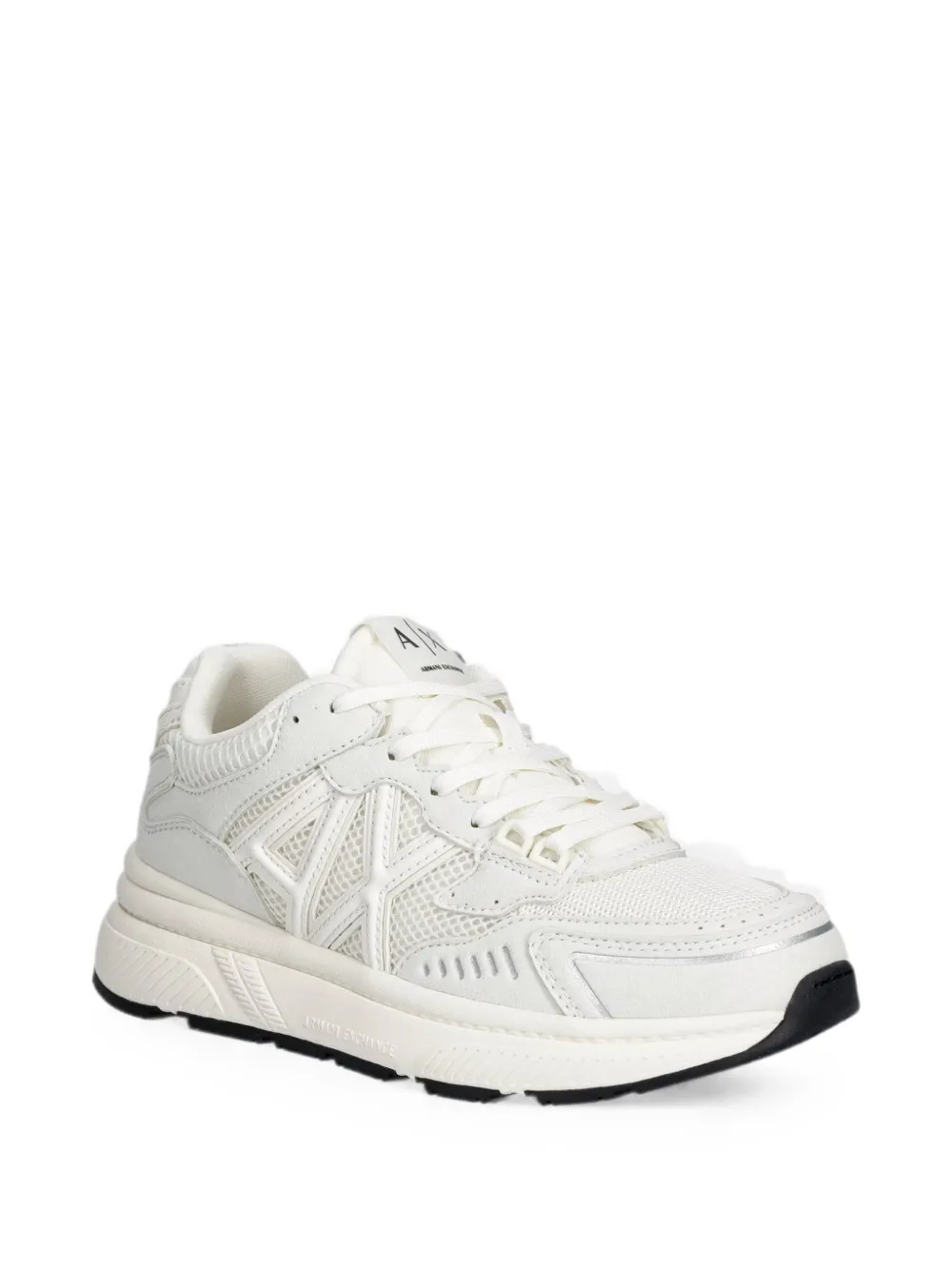 Armani Exchange logo-patch mesh sneakers Wit