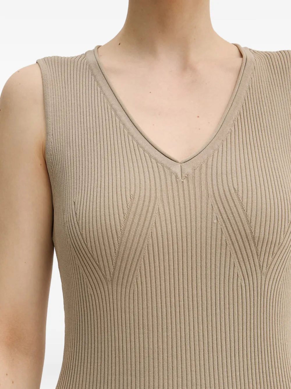 Armani Exchange Ribgebreide jurk Beige