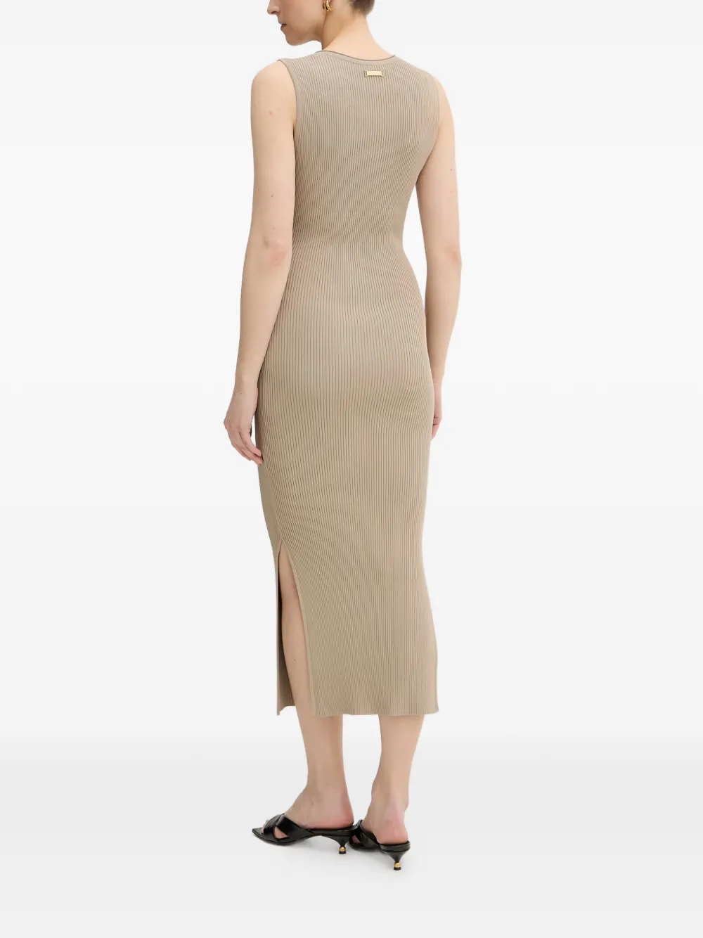 Armani Exchange Ribgebreide jurk Beige
