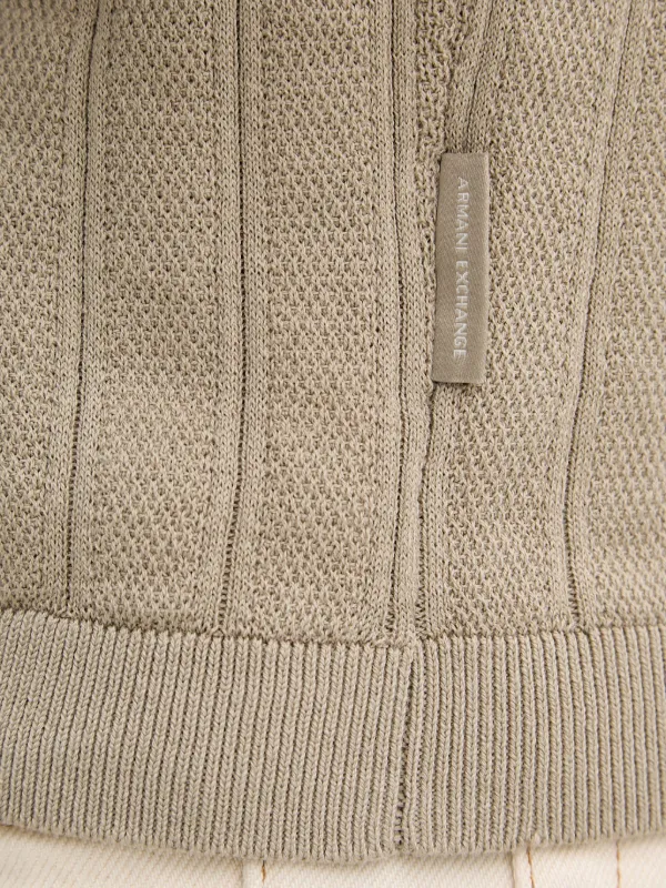 Armani Exchange ribbed-knit zip-fastening Polo Shirt | Neutrals