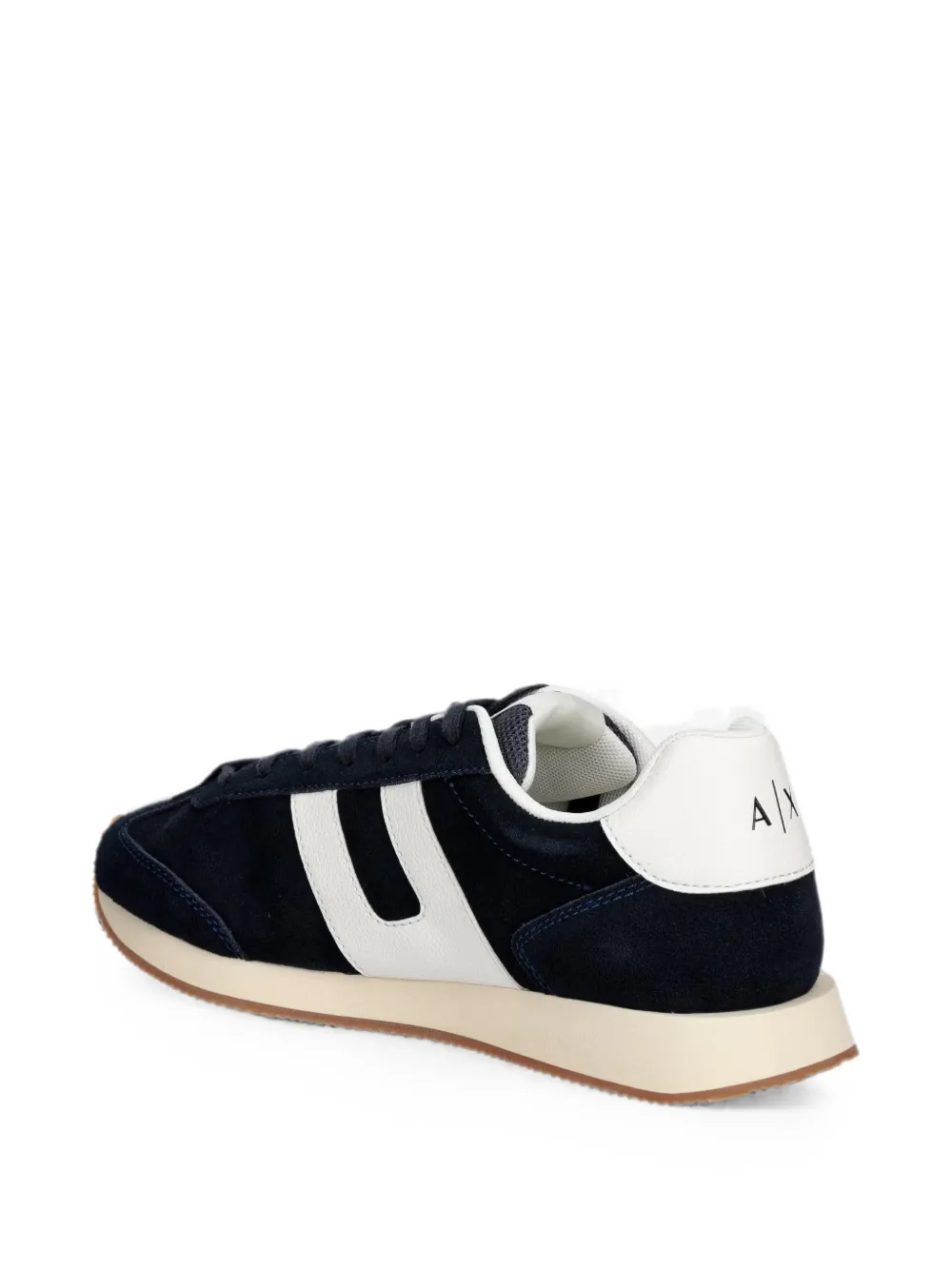 Armani Exchange logo-print panelled sneakers Blauw