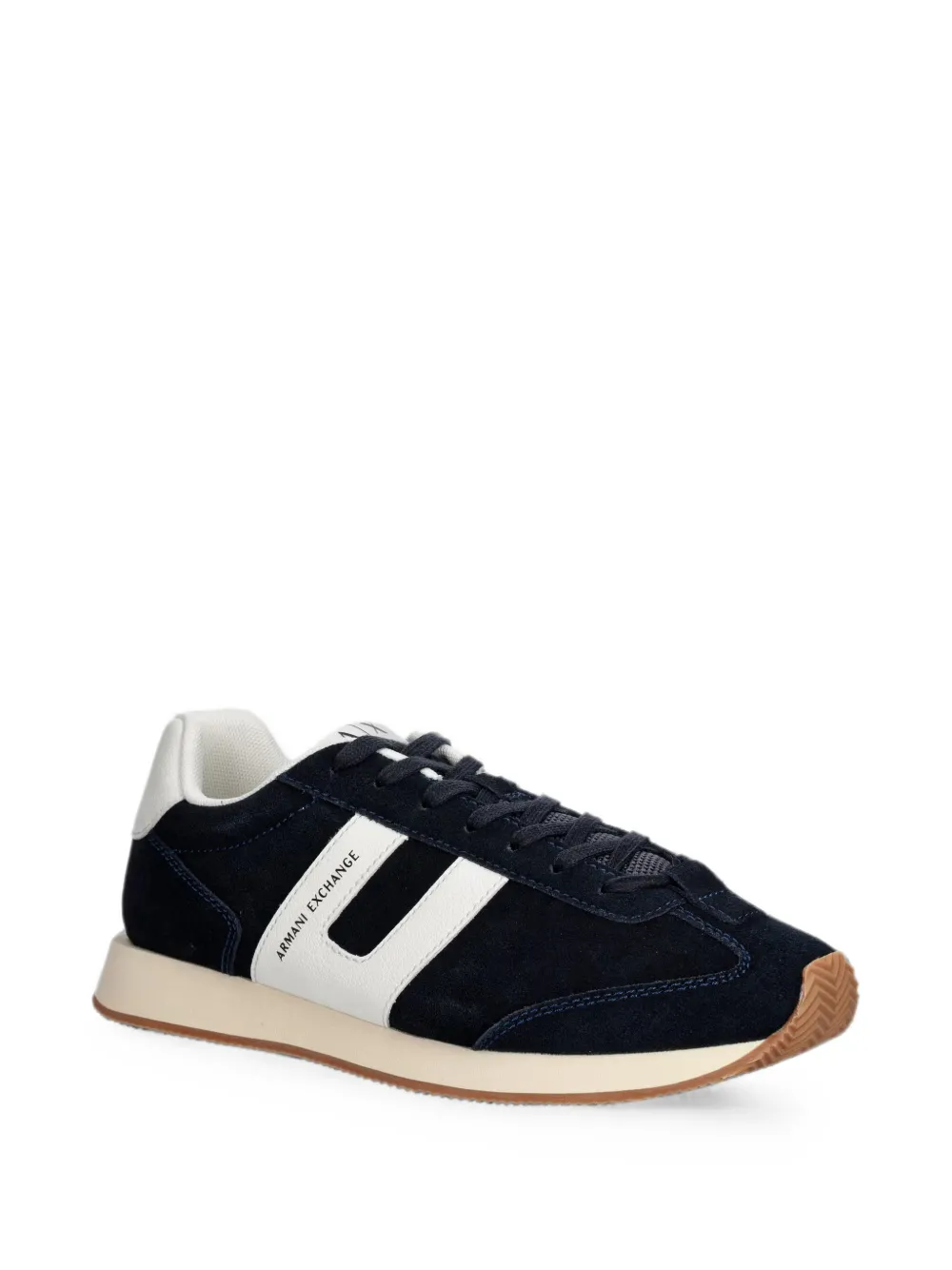 Armani Exchange logo-print panelled sneakers Blauw