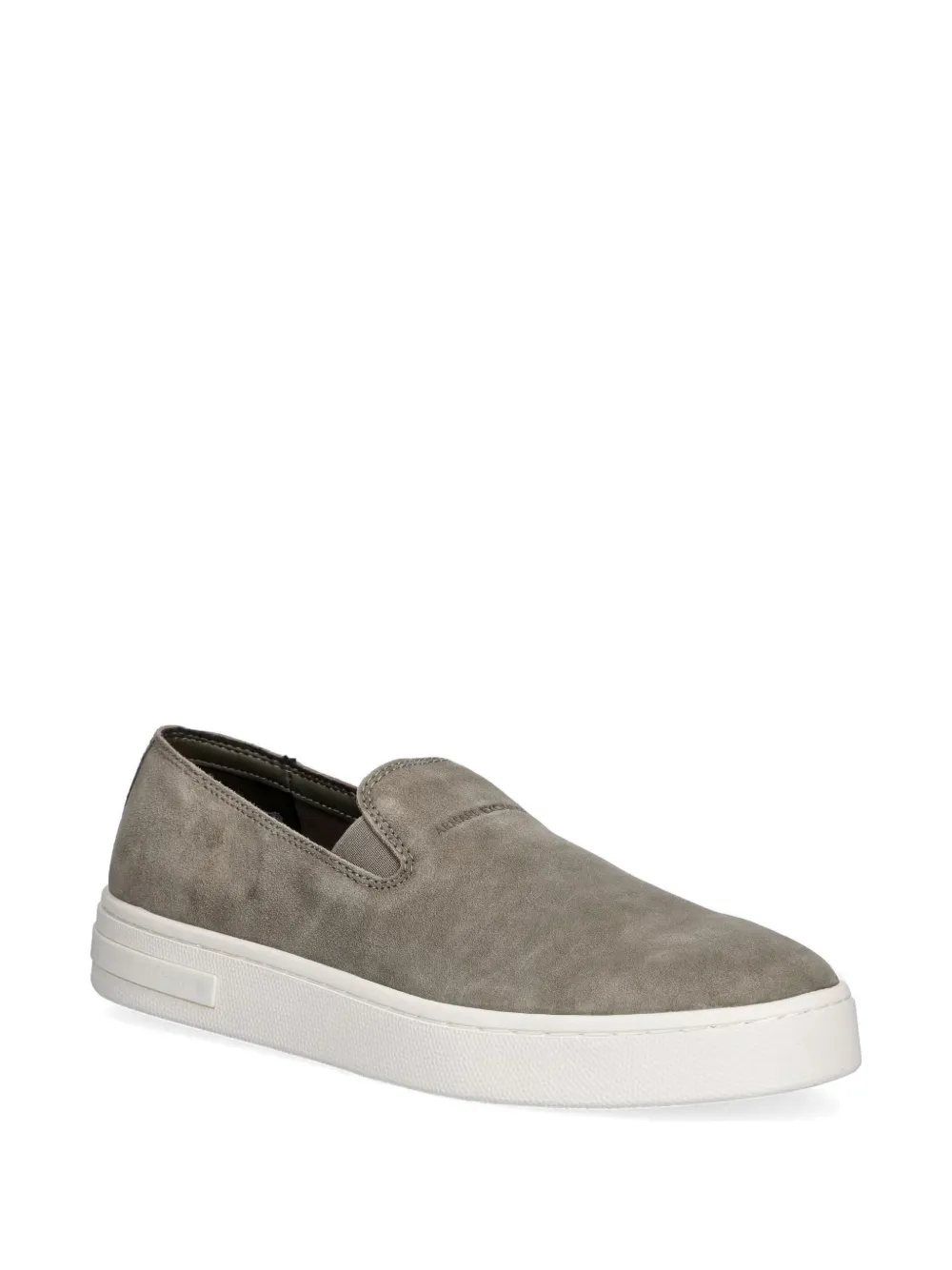 Armani Exchange logo-embossed slip-on sneakers Grijs