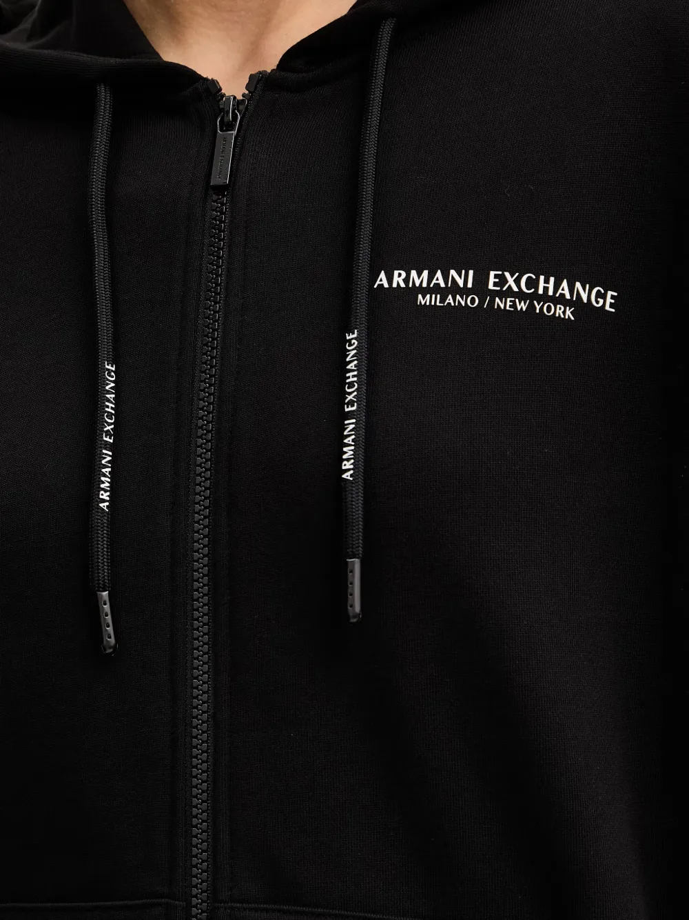 Armani Exchange Hoodie met logoprint en rits Zwart