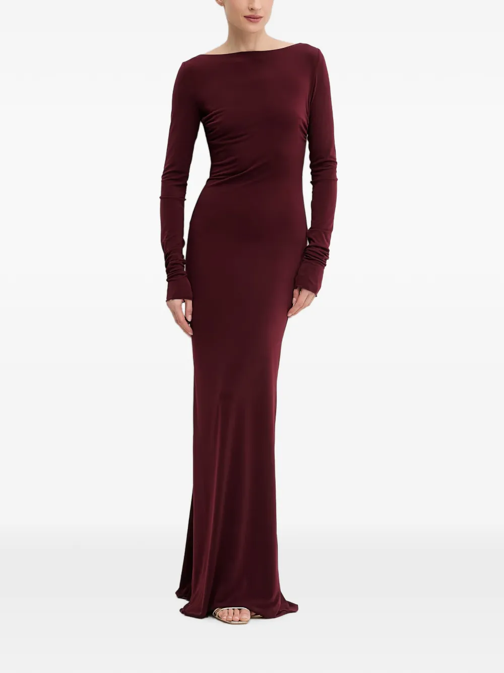 Aniye By Norah open-back ruched maxi dress - Rosso