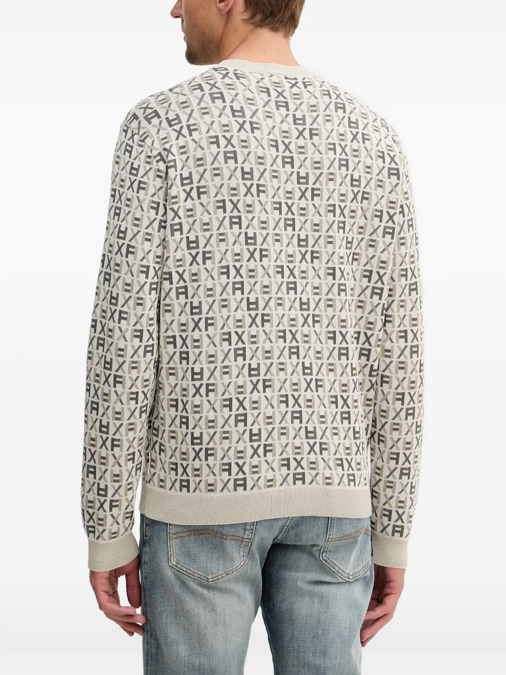 Armani Exchange Trui met monogram Beige