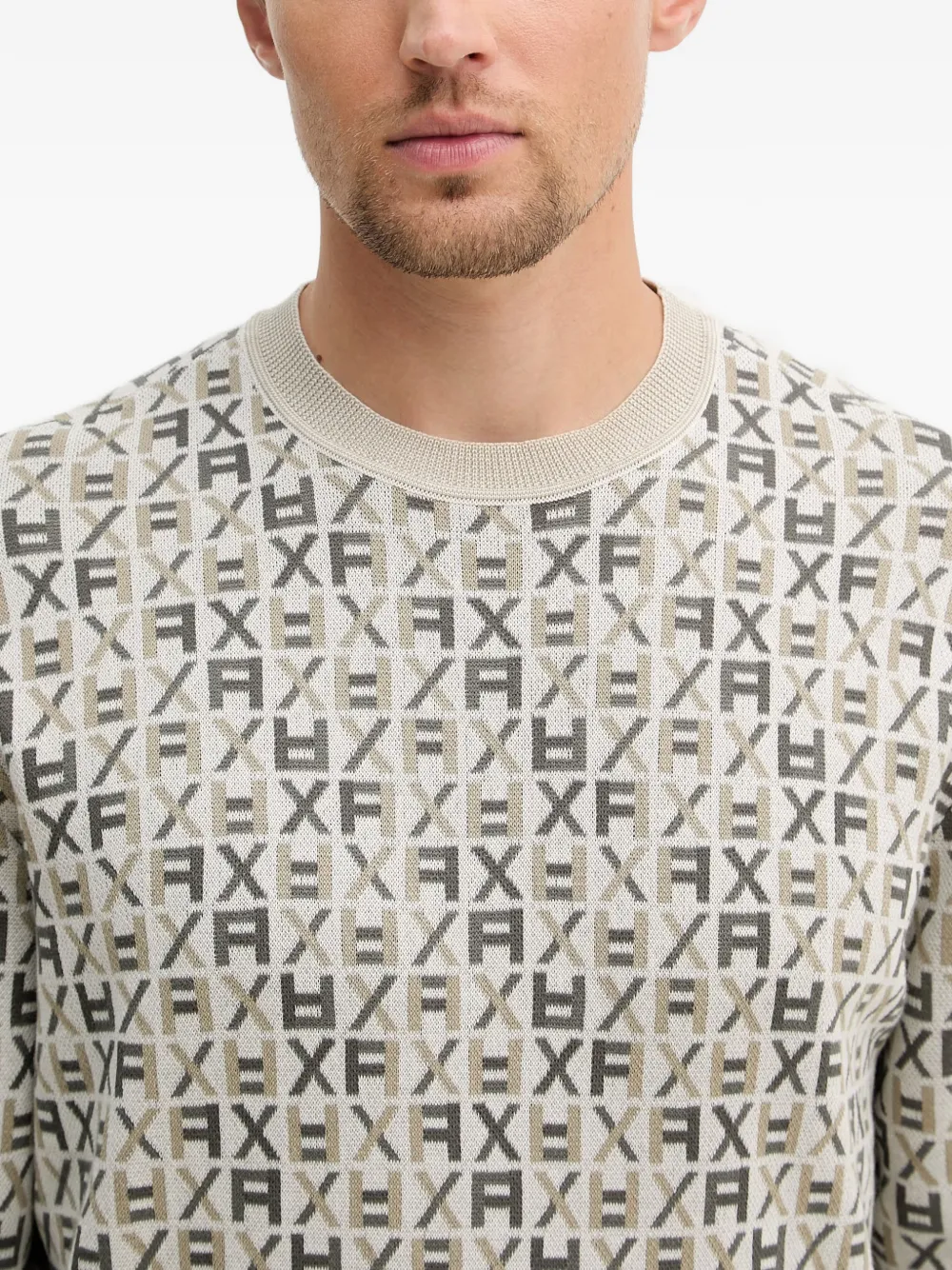 Armani Exchange Trui met monogram Beige