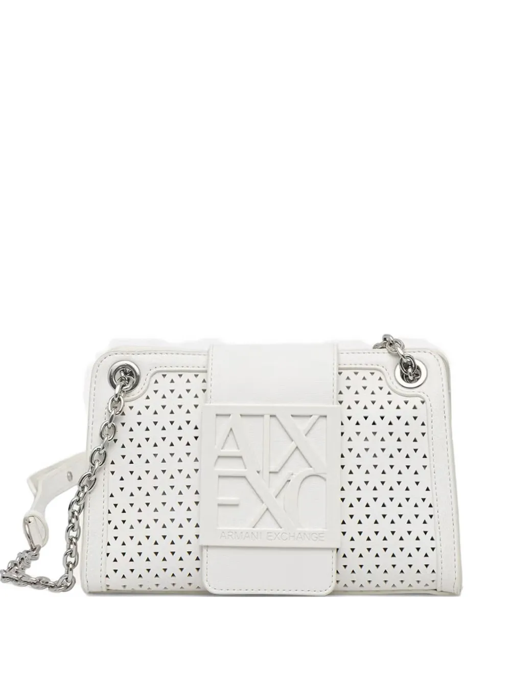 Armani Exchange perforated logo-plaque cross body bag - Bianco