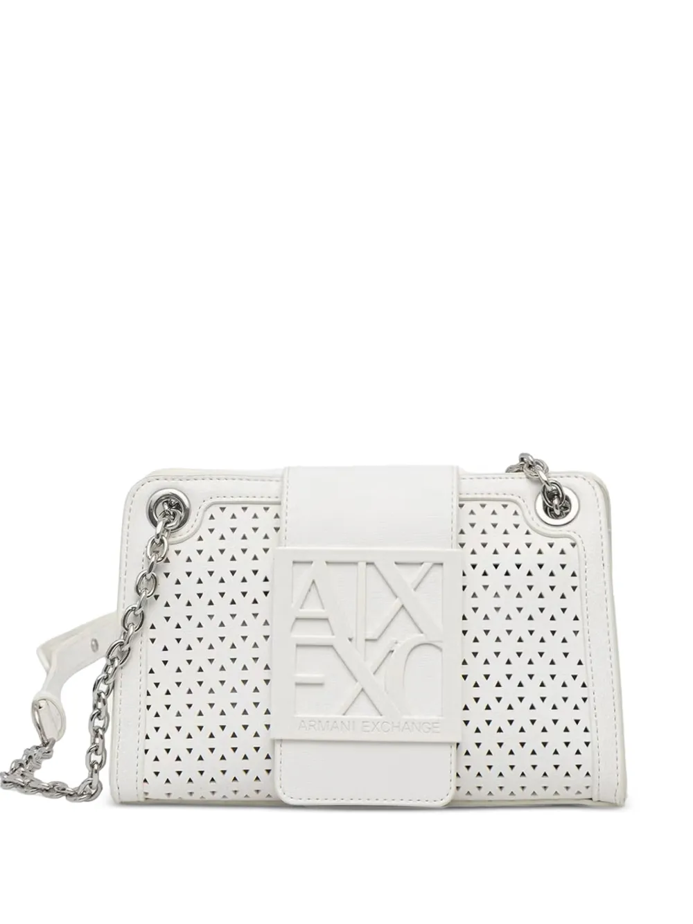 Armani Exchange perforated logo-plaque cross body bag - Bianco