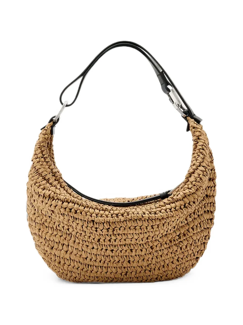 AllSaints micro Luna woven-design crescent shoulder bag - Marrone