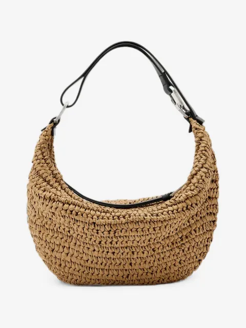 AllSaints Gewebte micro Luna Crescent Schultertasche