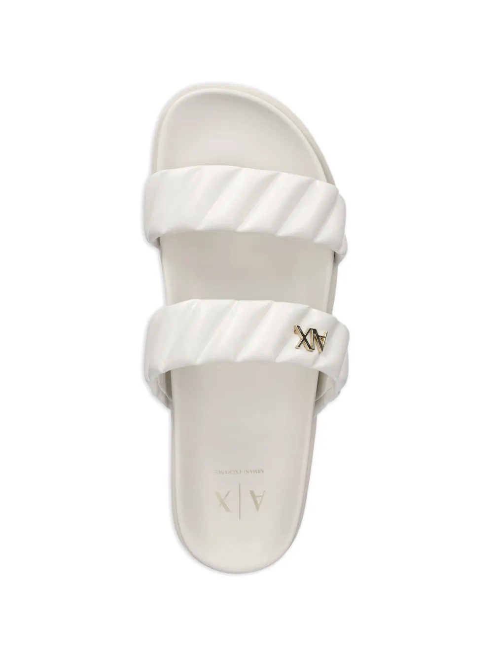 Armani Exchange quilted double-strap slides Wit