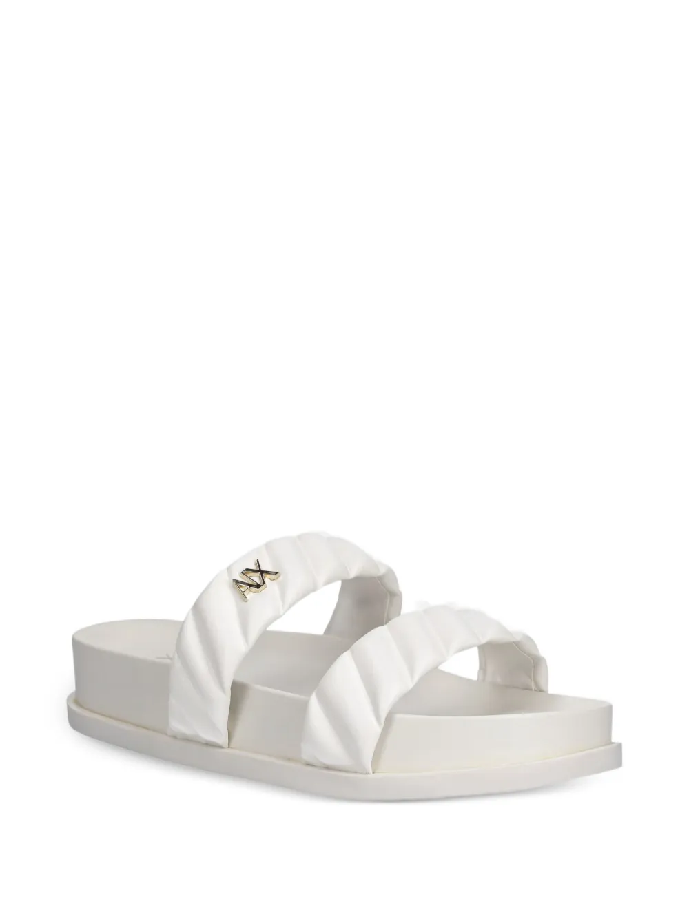Armani Exchange quilted double-strap slides Wit