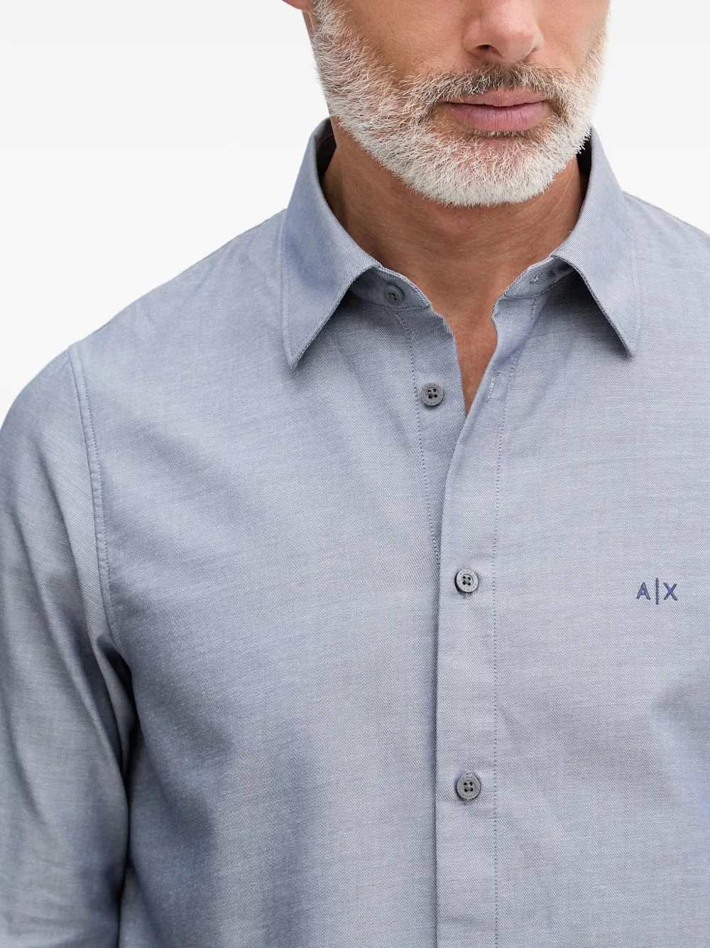 Armani Exchange Overhemd met geborduurd logo Blauw