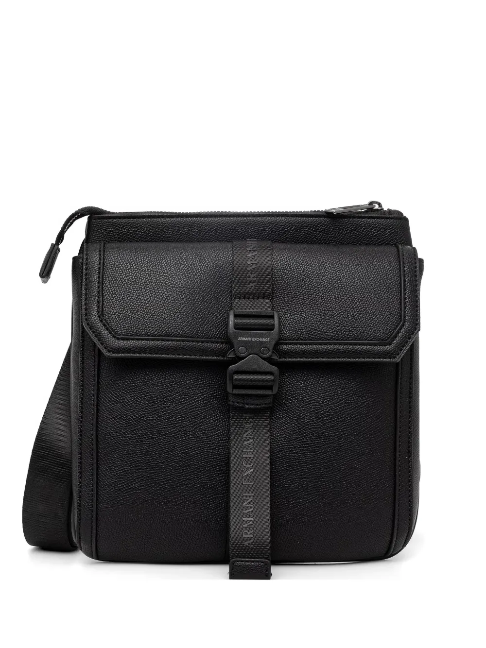 Armani Exchange logo-tape buckle-fastening messenger bag - Nero