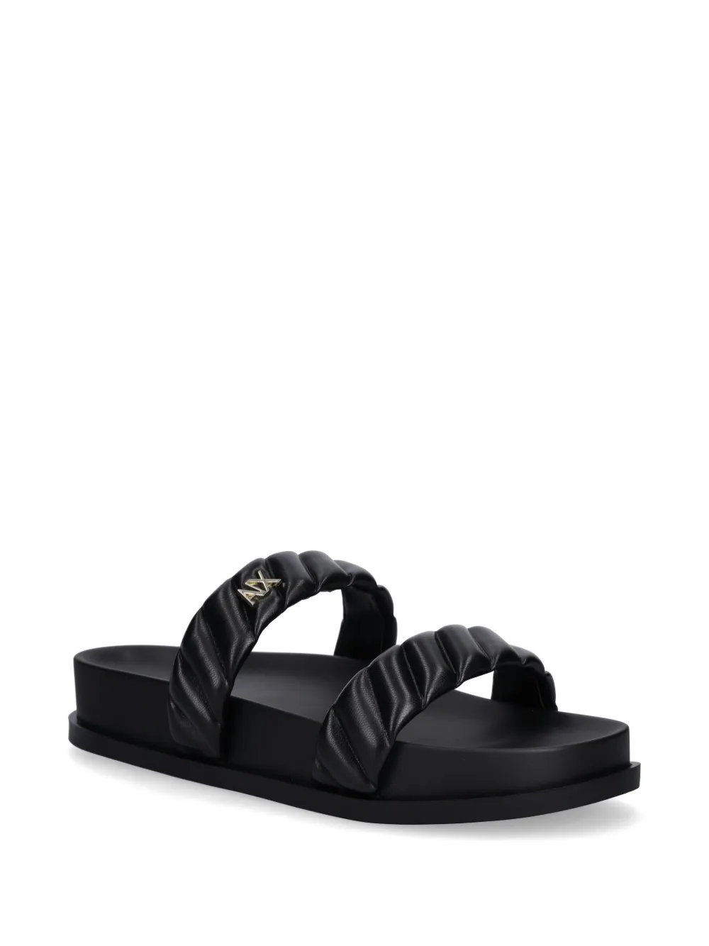 Armani Exchange quilted double-strap slides Zwart