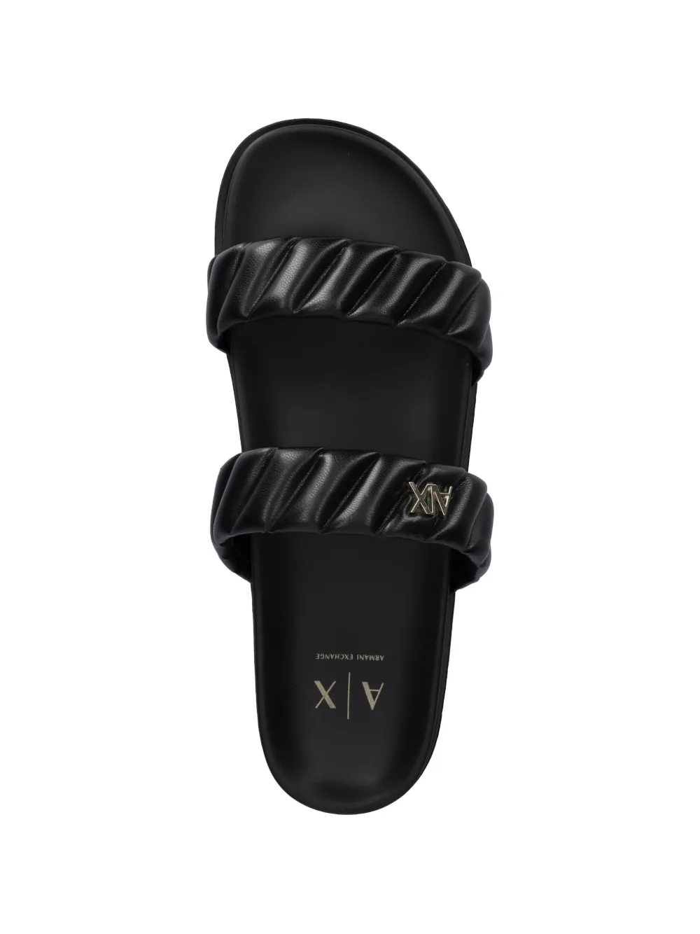 Armani Exchange quilted double-strap slides Zwart