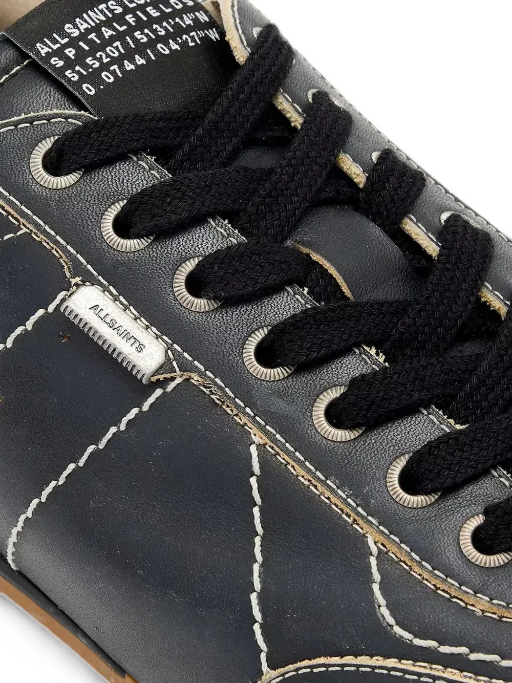AllSaints Liam leren sneakers met contrasterende stiksels Zwart