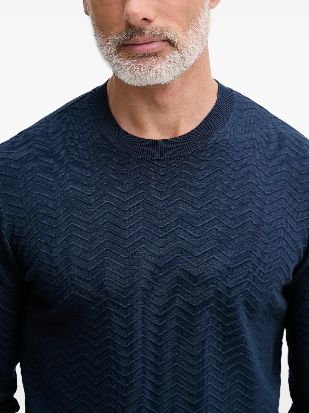 Armani Exchange Gebreide sjaal met chevron streep Blauw