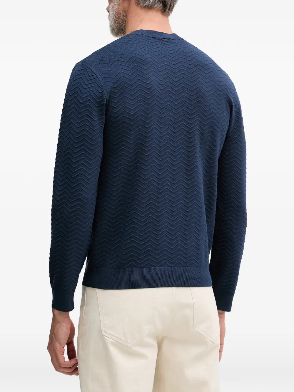 Armani Exchange Gebreide sjaal met chevron streep Blauw