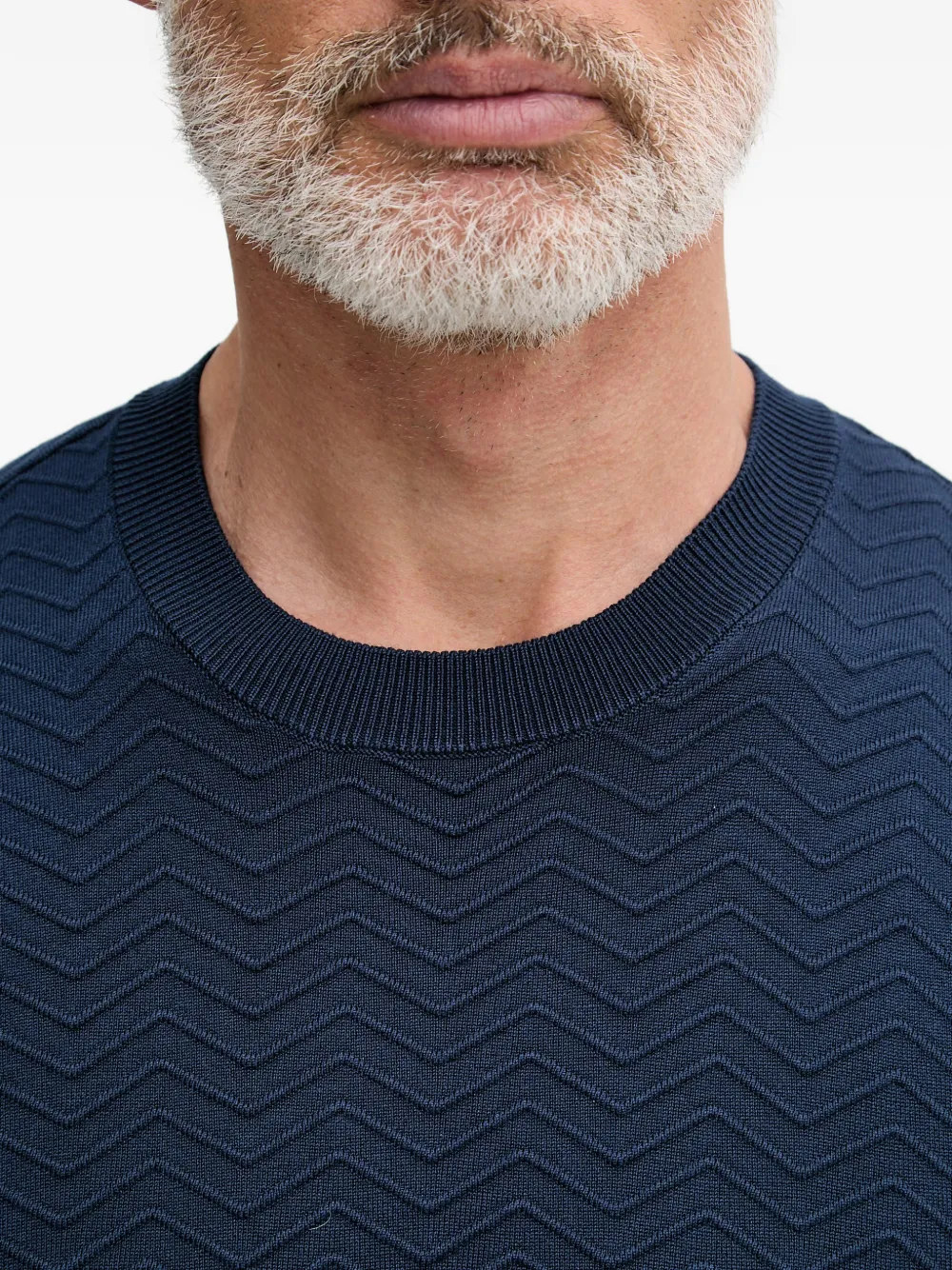Armani Exchange Gebreide sjaal met chevron streep Blauw
