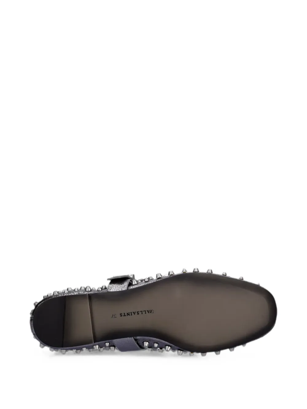 AllSaints stud-embellished buckle-fastening ballet flats Grijs
