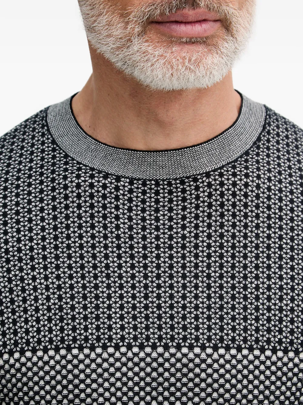 Armani Exchange Geometric-pattern Sweater In Gray