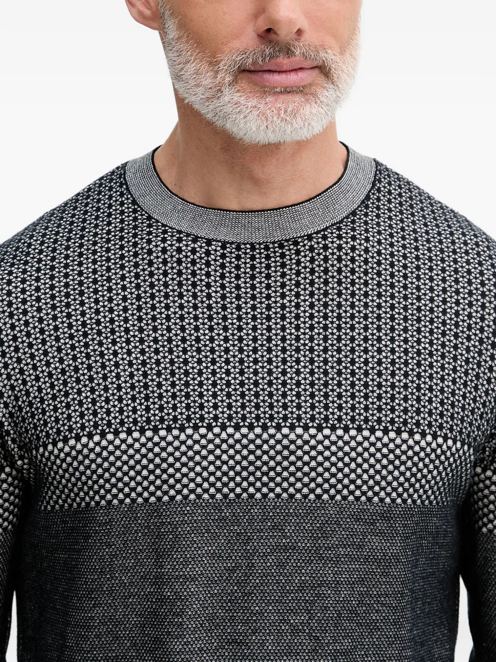 Armani Exchange Geometric-pattern Sweater In Gray