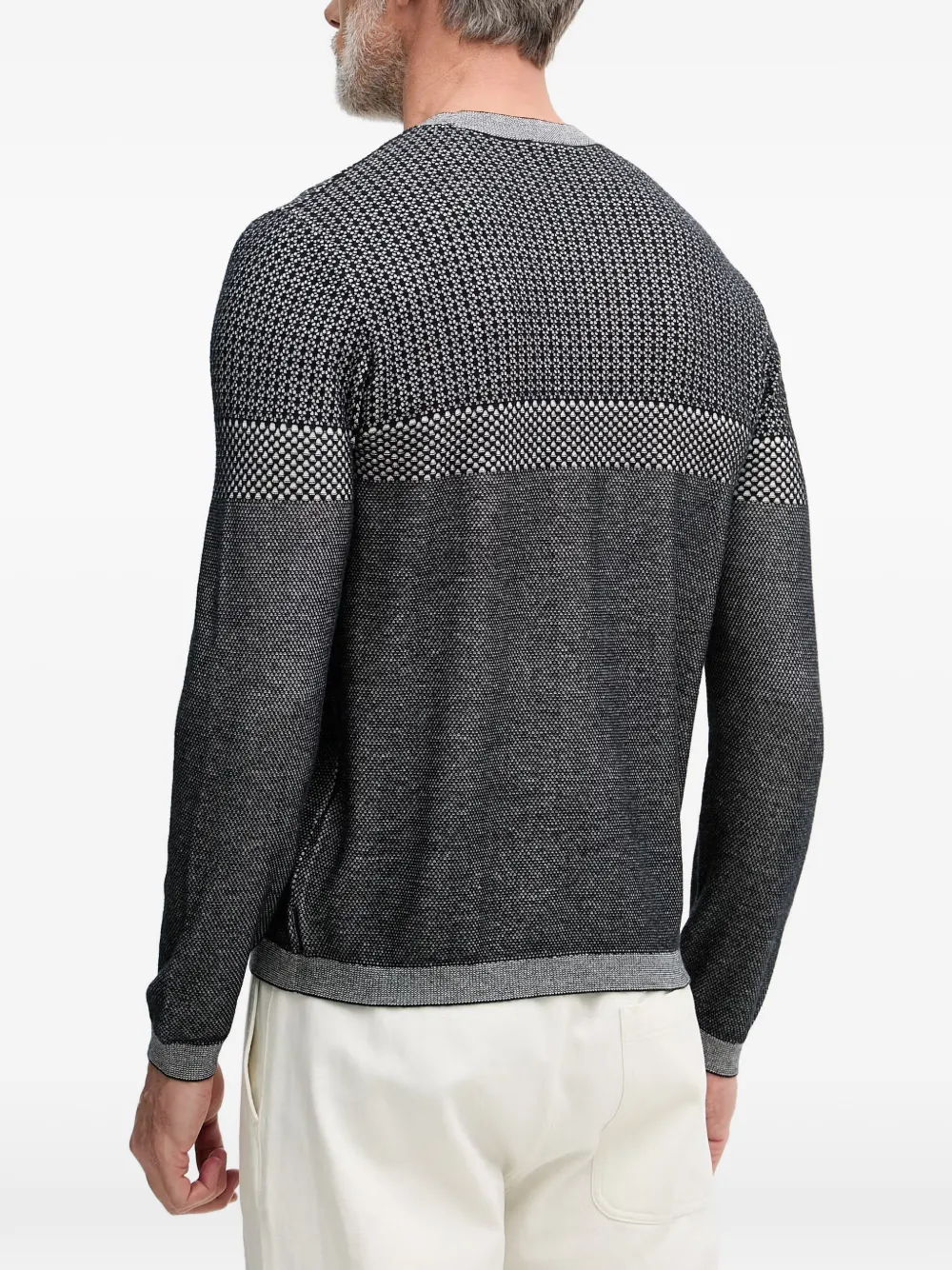 Armani Exchange Geometric-pattern Sweater In Gray