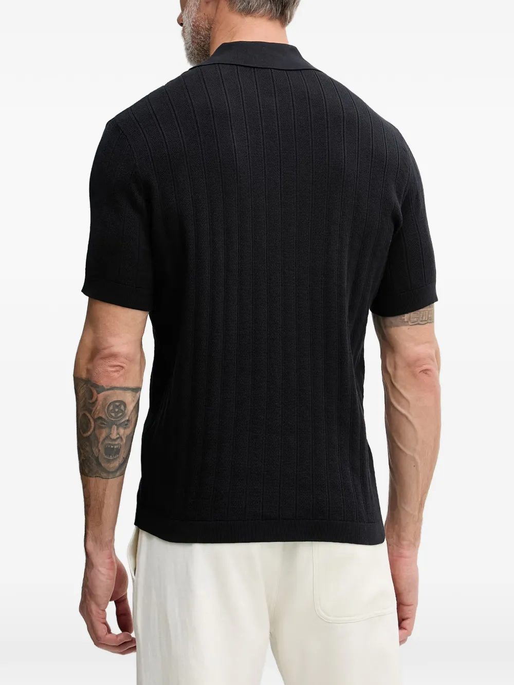 Armani Exchange Geribbeld poloshirt met ritssluiting Blauw