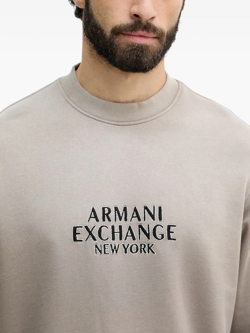 Armani Exchange Sweater met geborduurd logo Grijs