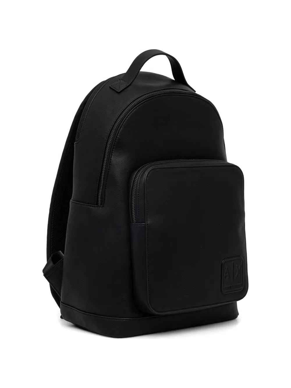 Armani Exchange Logo-patch Pebbled Backpack In Black