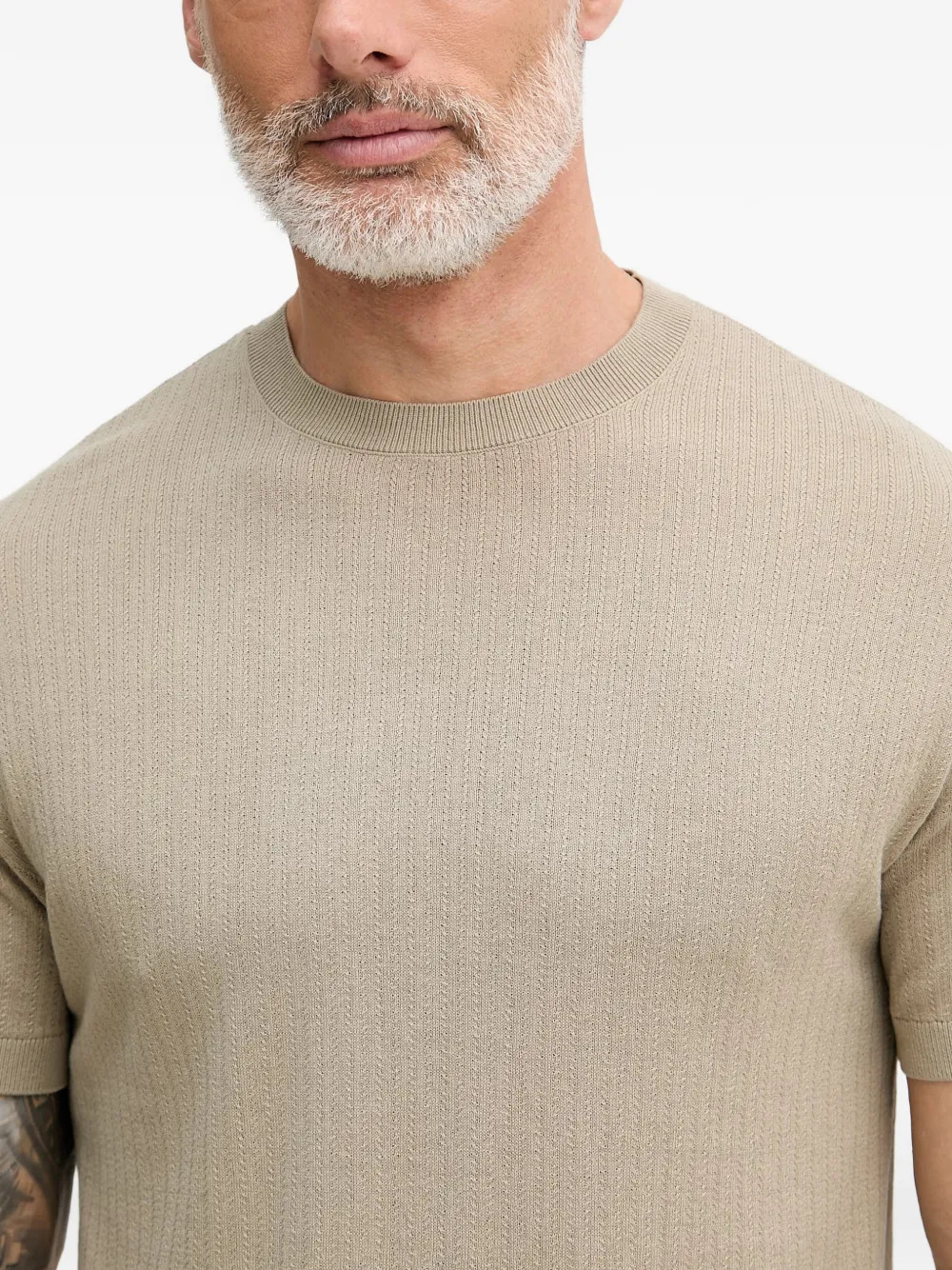 Armani Exchange Ribgebreid T-shirt Beige