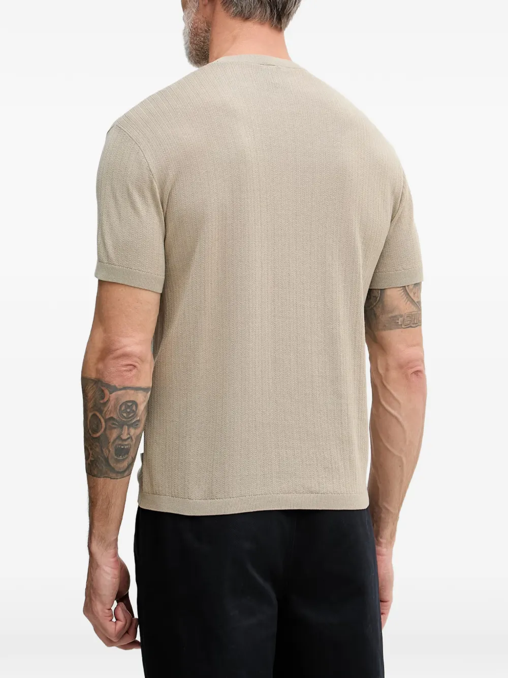 Armani Exchange Ribgebreid T-shirt Beige