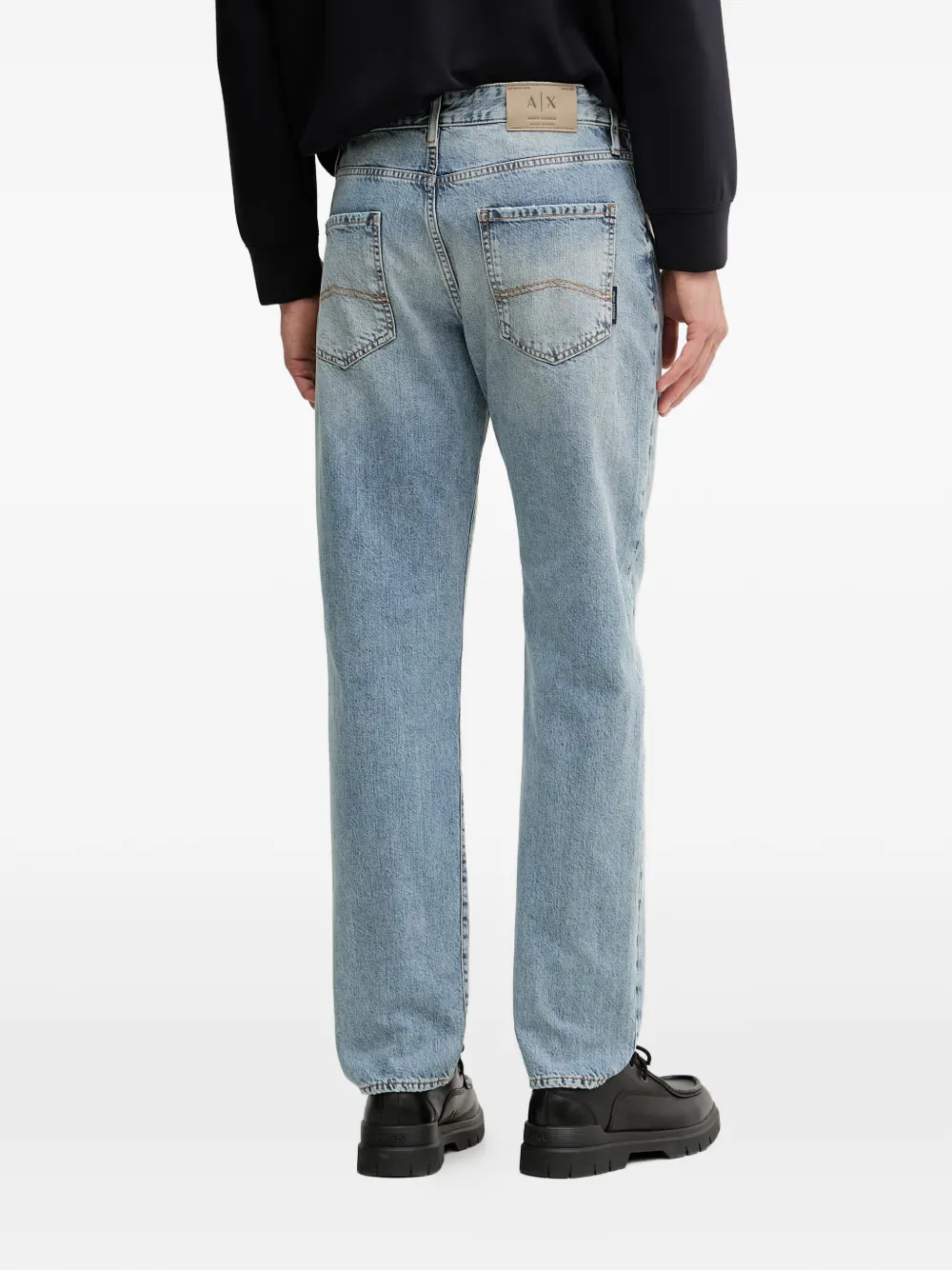 Armani Exchange Gerafelde jeans met acid wassing Blauw