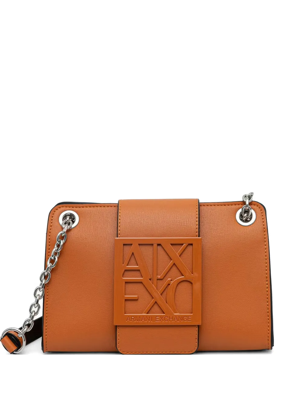 Armani Exchange logo-plaque chain-link cross body bag - Arancione
