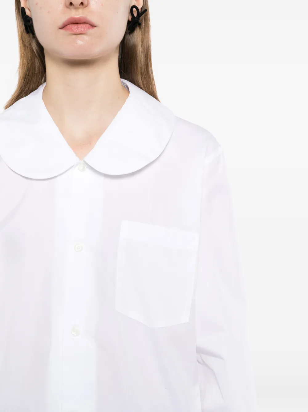 Black Comme Des Garçons Overhemd met Peter Pan-kraag Wit