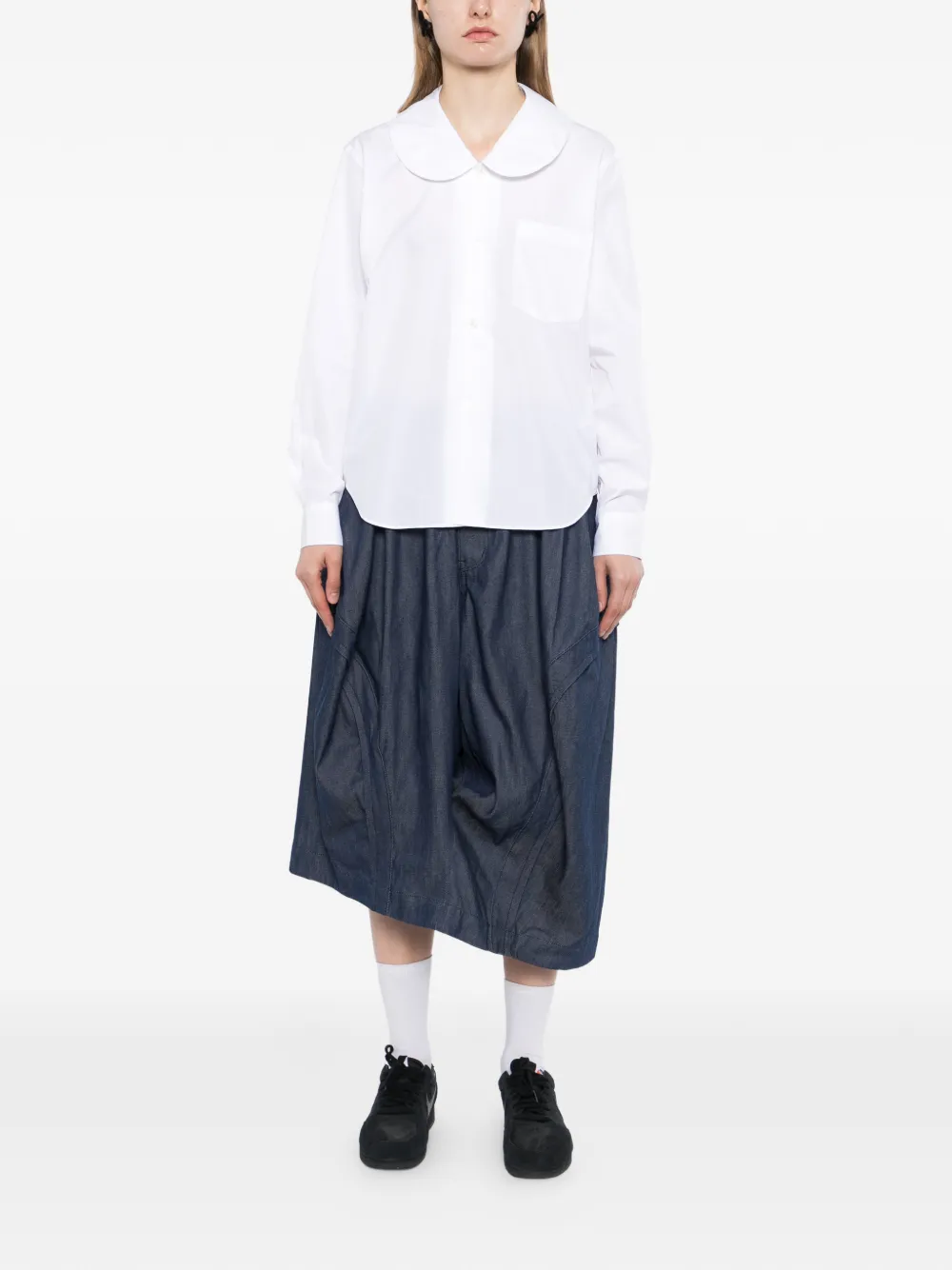 Black Comme Des Garçons Overhemd met Peter Pan-kraag Wit