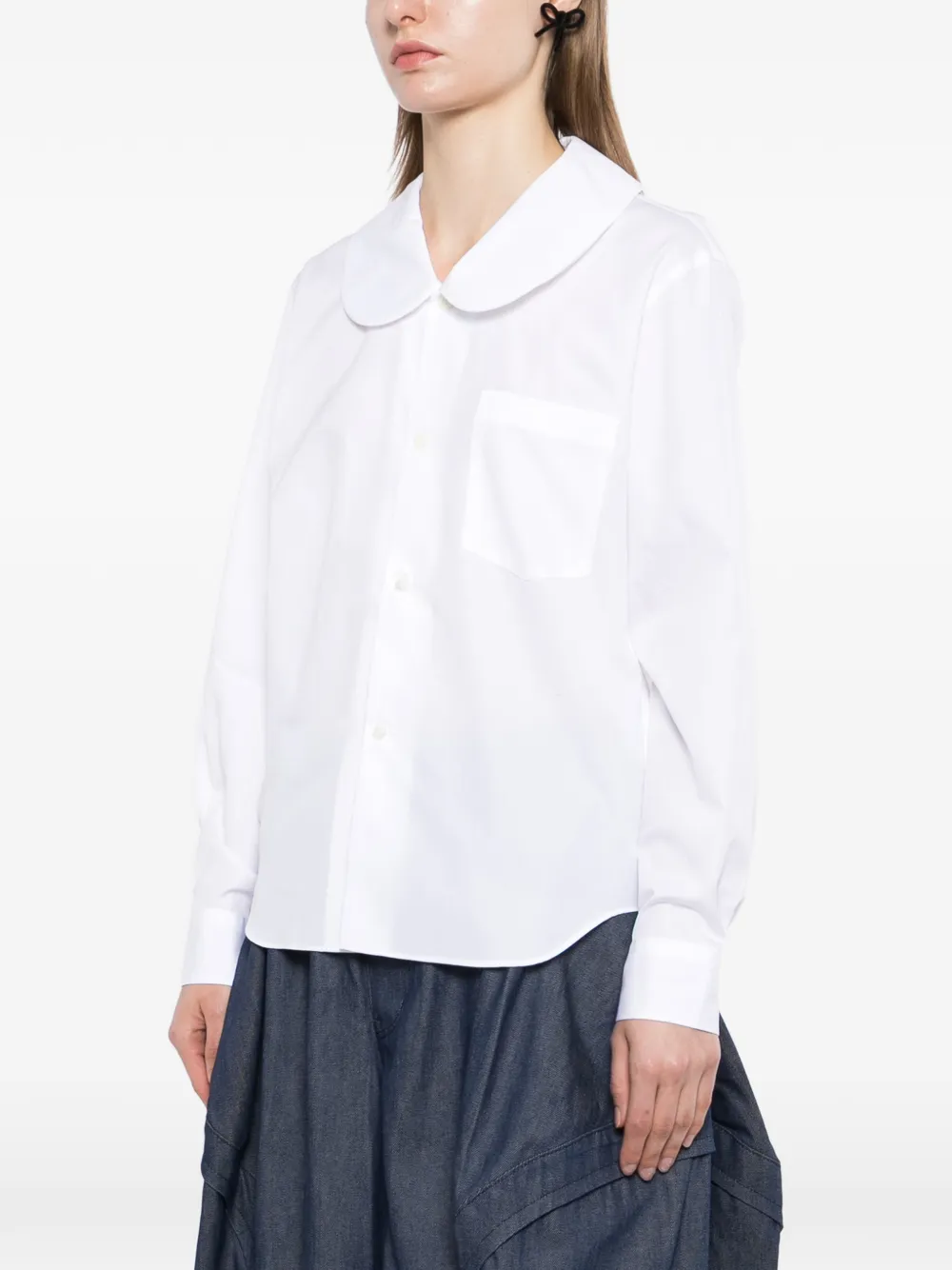 Black Comme Des Garçons Overhemd met Peter Pan-kraag Wit