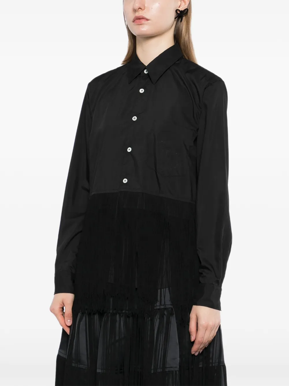 Black Comme Des Garçons Gelaagde blouse met franje Zwart