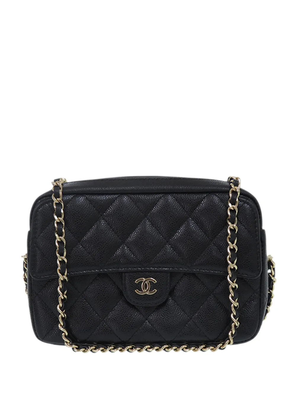 CHANEL Pre-Owned 2021-2026 Mini CC Quilted Caviar Clutch with Chain crossbody bag - Black