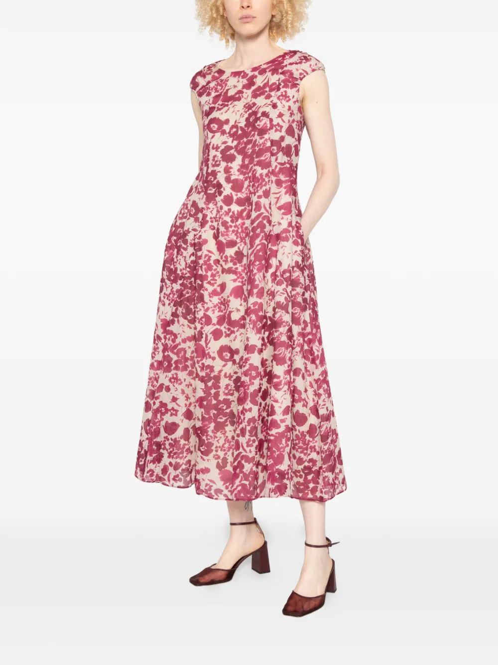 'S Max Mara Peonie maxi-jurk met bloemenprint en A-lijn Roze